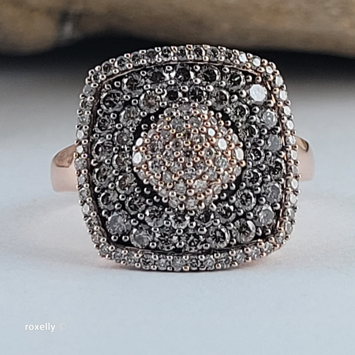 $6500 LeVian 14K Rose Gold Genuine Chocolate & Vanilla Diamonds Ring Size 7 - Solid Gold!