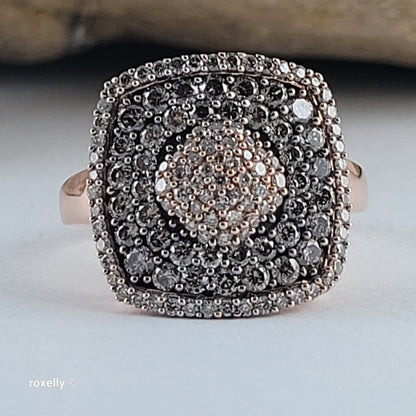 $6500 LeVian 14K Rose Gold Genuine Chocolate & Vanilla Diamonds Ring Size 7 - Solid Gold!