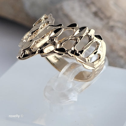 14K Yellow Gold Diamond-Cut Crown Design Ring Size 6 - Solid Gold