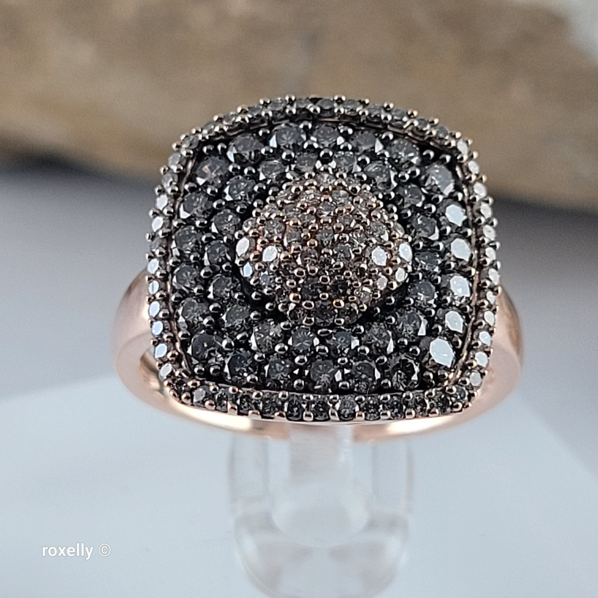 $6500 LeVian 14K Rose Gold Genuine Chocolate & Vanilla Diamonds Ring Size 7 - Solid Gold!