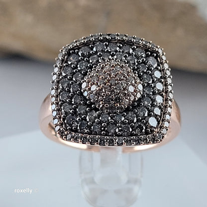 $6500 LeVian 14K Rose Gold Genuine Chocolate & Vanilla Diamonds Ring Size 7 - Solid Gold!