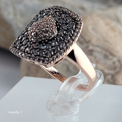 $6500 LeVian 14K Rose Gold Genuine Chocolate & Vanilla Diamonds Ring Size 7 - Solid Gold!