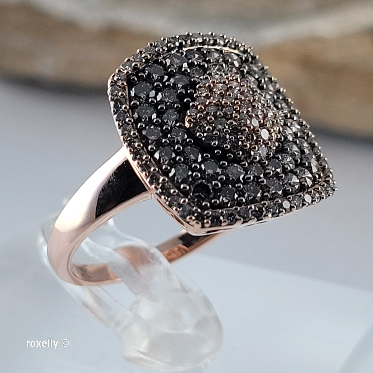 $6500 LeVian 14K Rose Gold Genuine Chocolate & Vanilla Diamonds Ring Size 7 - Solid Gold!