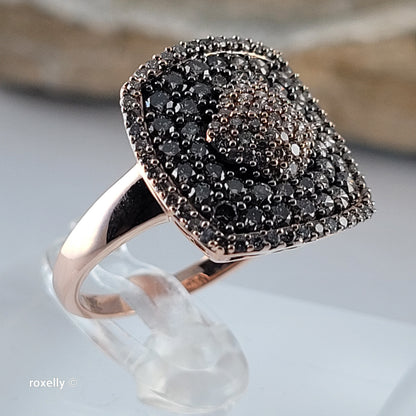 $6500 LeVian 14K Rose Gold Genuine Chocolate & Vanilla Diamonds Ring Size 7 - Solid Gold!