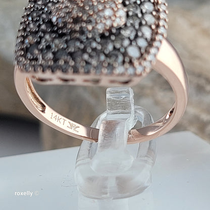 $6500 LeVian 14K Rose Gold Genuine Chocolate & Vanilla Diamonds Ring Size 7 - Solid Gold!