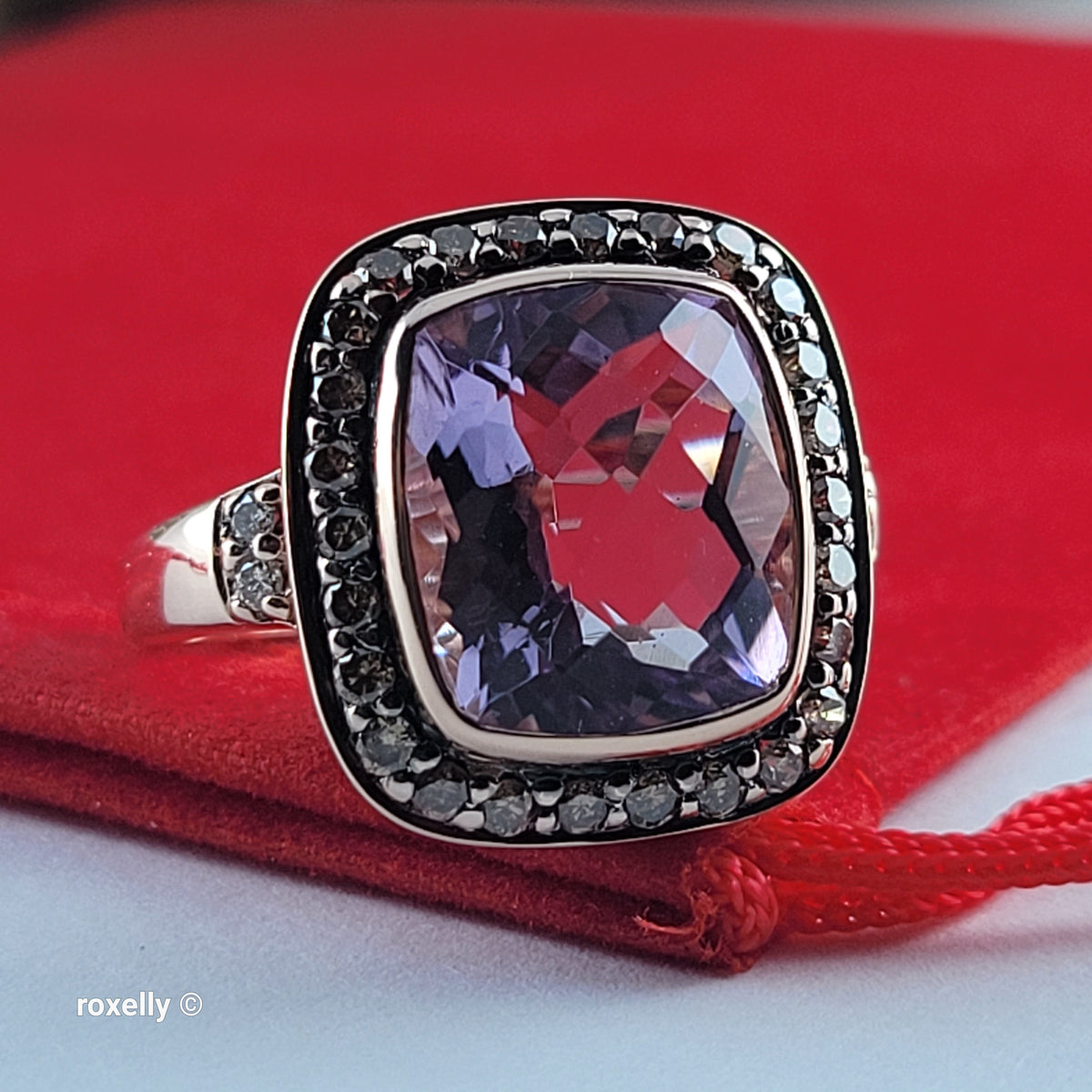 $4500 LeVian 14K Rose Gold Amethyst and Chocolate Diamonds Ring Size 7 - Solid Gold