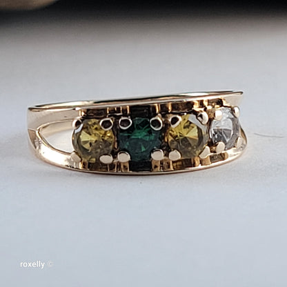10K Yellow Gold Multi-Gemstone Band Ring Size 6 - Solid Gold