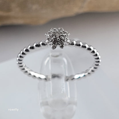 18K White Gold Genuine Diamonds Cluster Ring Size 6 - Solid Gold