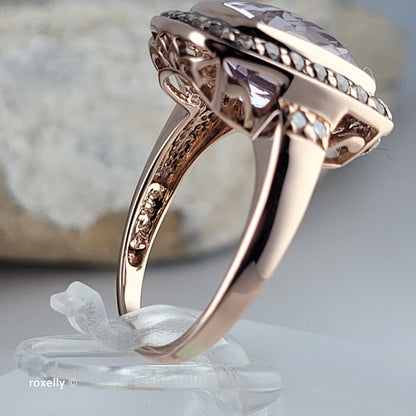 $4500 LeVian 14K Rose Gold Amethyst and Chocolate Diamonds Ring Size 7 - Solid Gold