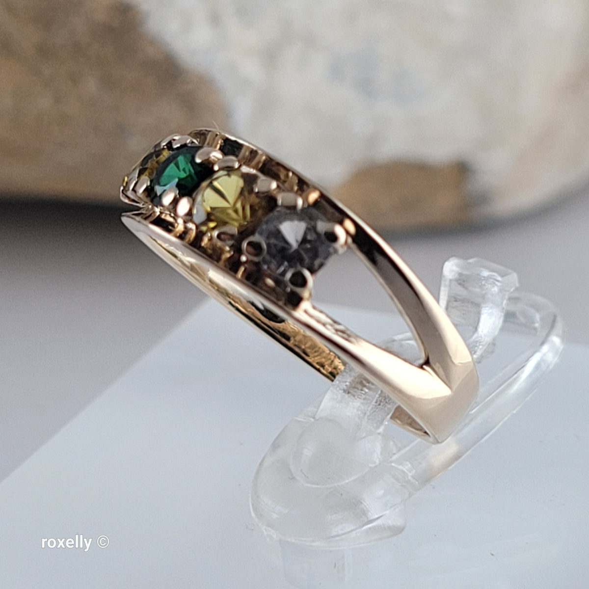 10K Yellow Gold Multi-Gemstone Band Ring Size 6 - Solid Gold