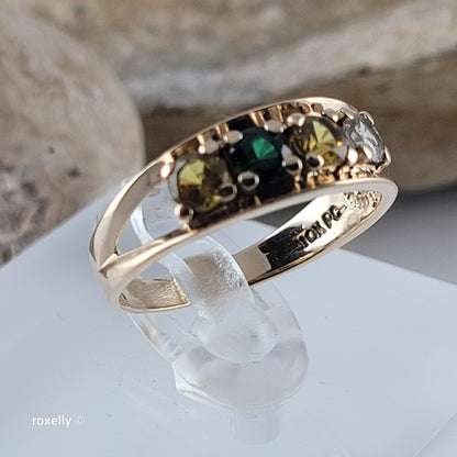10K Yellow Gold Multi-Gemstone Band Ring Size 6 - Solid Gold