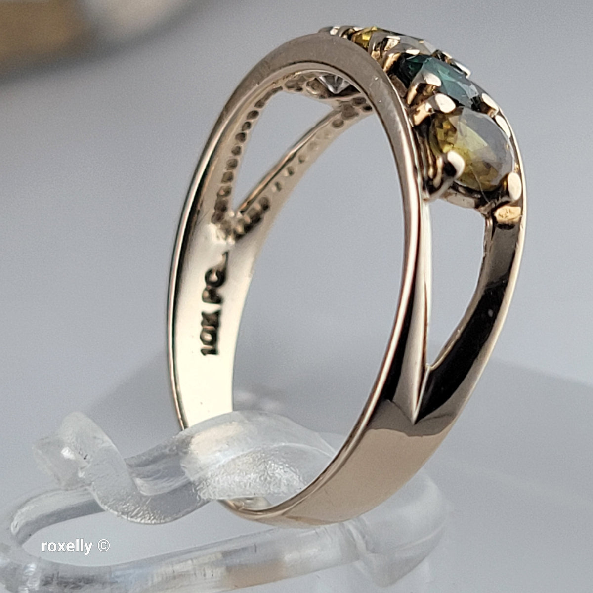 10K Yellow Gold Multi-Gemstone Band Ring Size 6 - Solid Gold