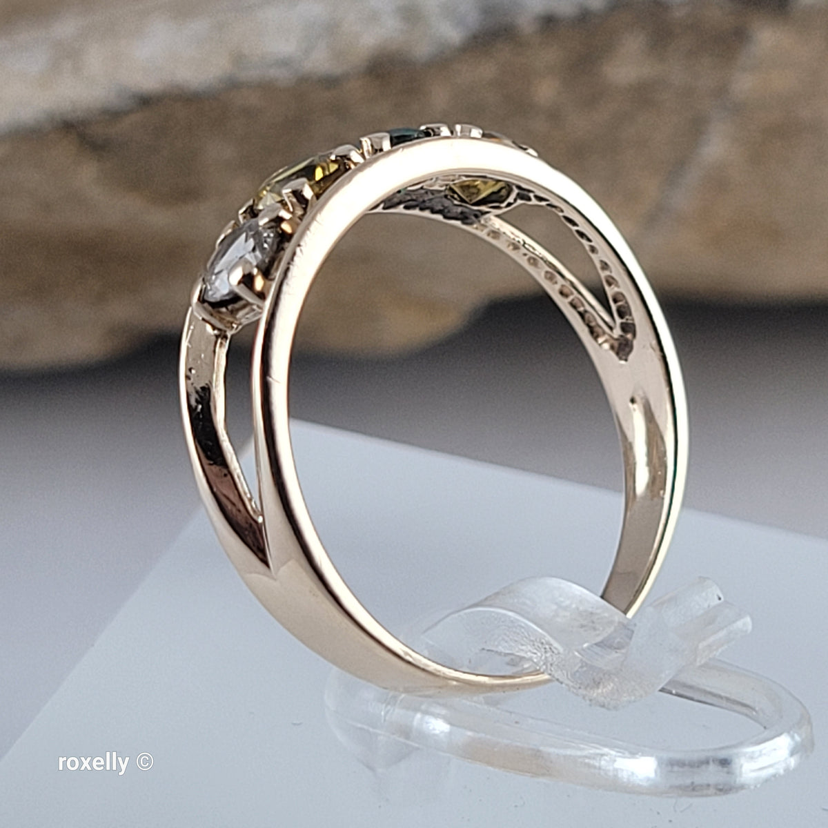10K Yellow Gold Multi-Gemstone Band Ring Size 6 - Solid Gold
