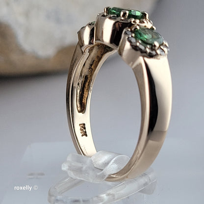 $3000 EFFY 14K Yellow Gold Green Garnet and Diamonds Ring Size 6 - Solid Gold