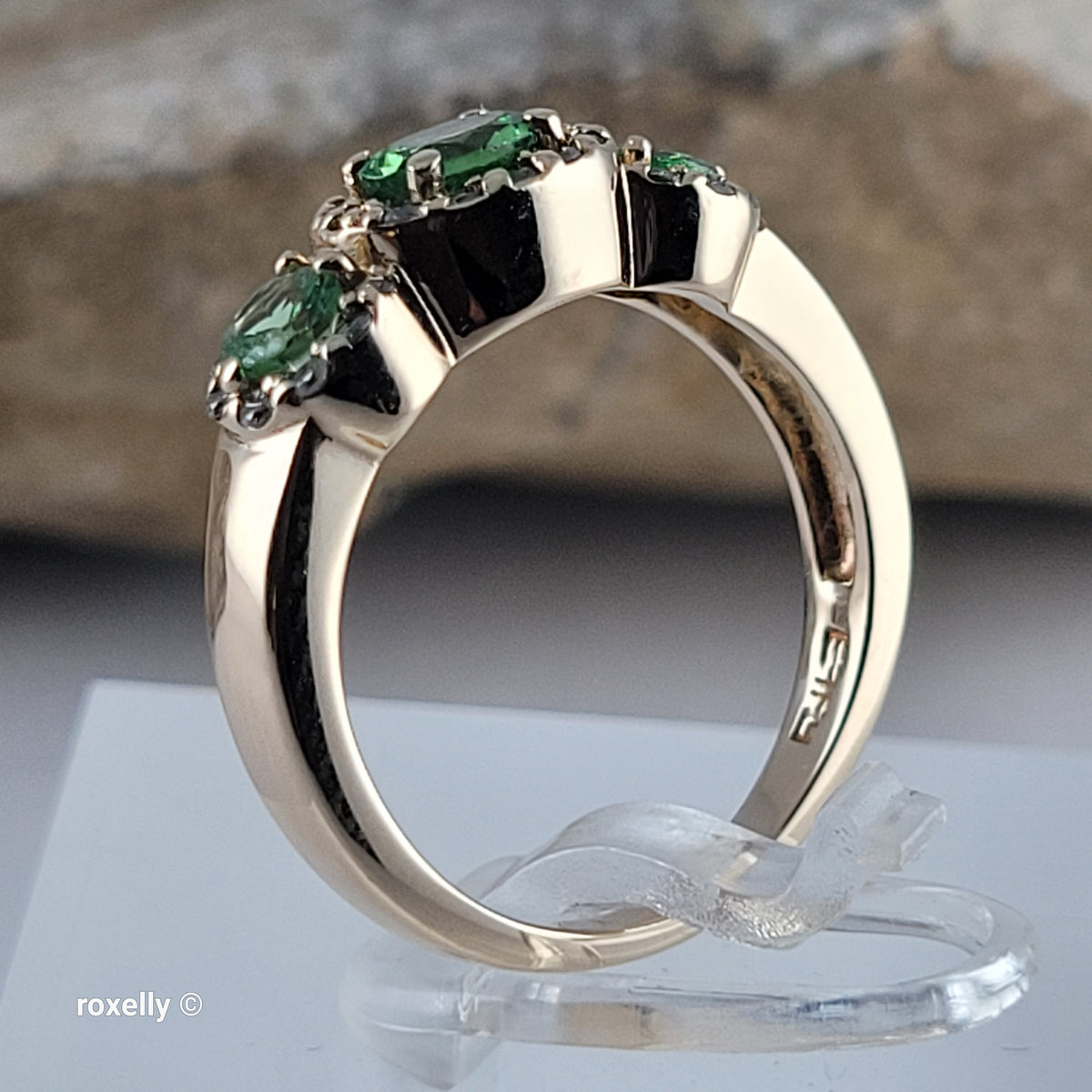 $3000 EFFY 14K Yellow Gold Green Garnet and Diamonds Ring Size 6 - Solid Gold