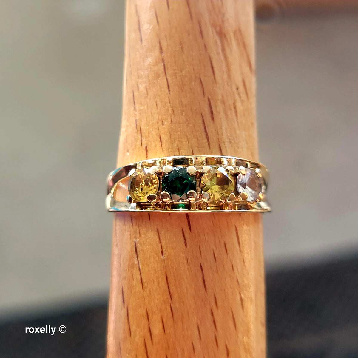 10K Yellow Gold Multi-Gemstone Band Ring Size 6 - Solid Gold