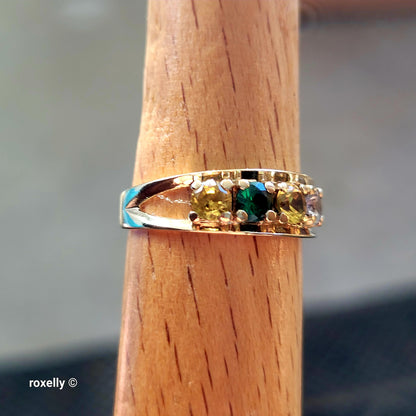 10K Yellow Gold Multi-Gemstone Band Ring Size 6 - Solid Gold