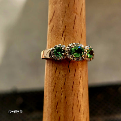 $3000 EFFY 14K Yellow Gold Green Garnet and Diamonds Ring Size 6 - Solid Gold
