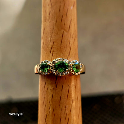 $3000 EFFY 14K Yellow Gold Green Garnet and Diamonds Ring Size 6 - Solid Gold