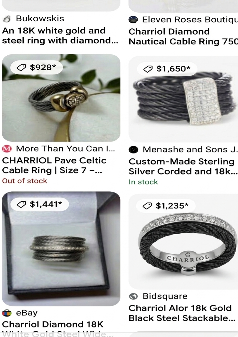 Authentic Charriol Ring – 18k Solid Gold, Geunine Diamonds, and Hypoallergenic Steel Ring – AMAZING!