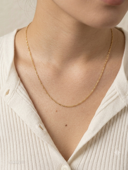 14K Yellow Gold Singapore Link Chain Necklace – Lightweight!