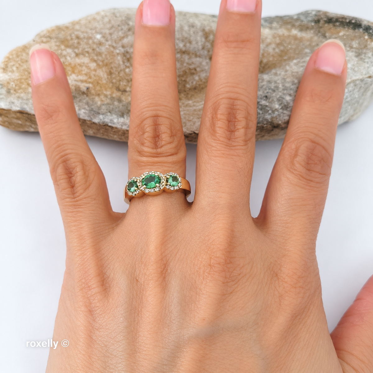 $3000 EFFY 14K Yellow Gold Green Garnet and Diamonds Ring Size 6 - Solid Gold