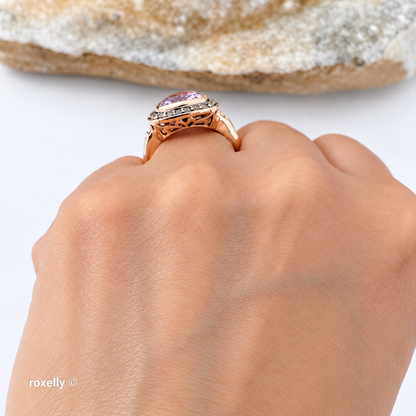 $4500 LeVian 14K Rose Gold Amethyst and Chocolate Diamonds Ring Size 7 - Solid Gold