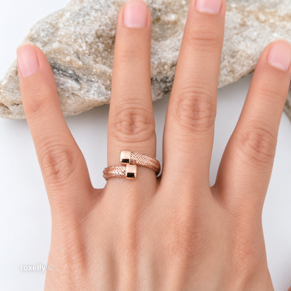 10K Rose Gold Flexible Mesh Ring Size 6.5, Made in Italy - Solid Gold