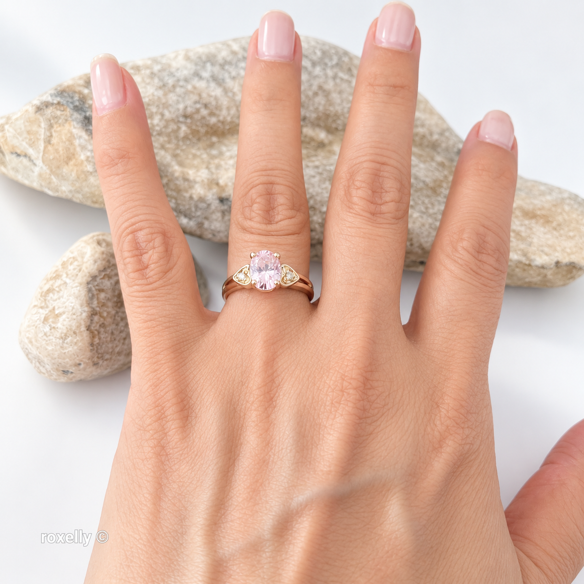 14K Yellow Gold Pink Ice and Genuine Diamonds Ring Size 6 - Solid Gold