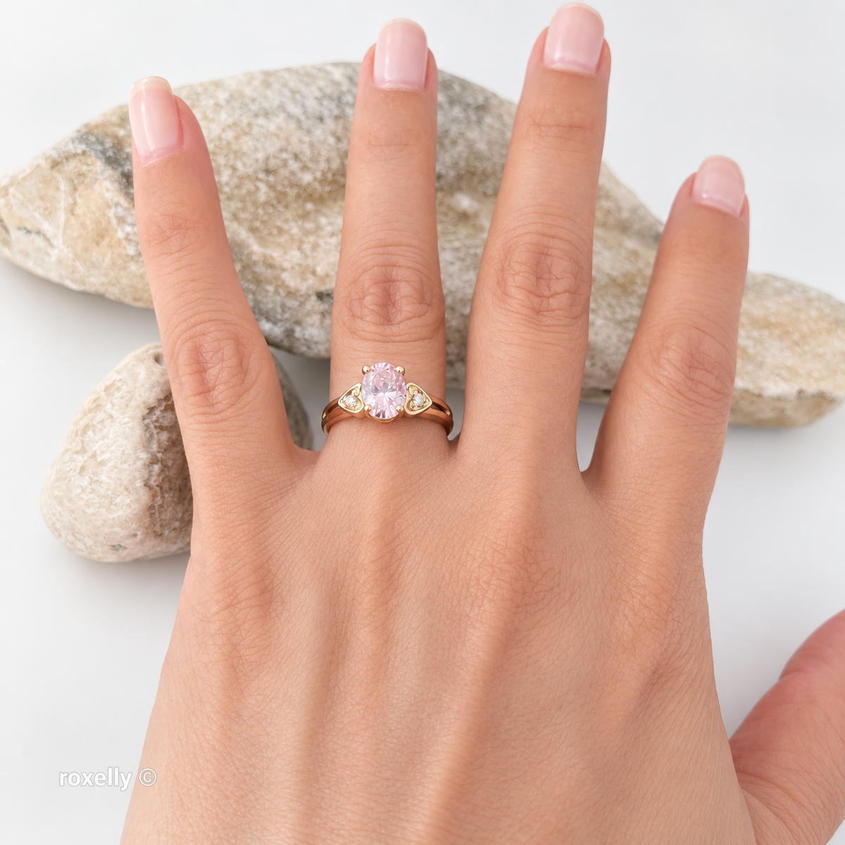 14K Yellow Gold Pink Ice and Genuine Diamonds Ring Size 6 - Solid Gold