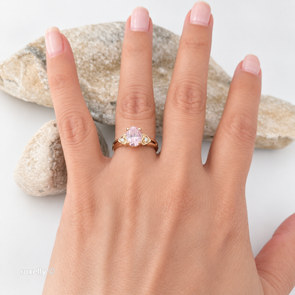 14K Yellow Gold Pink Ice and Genuine Diamonds Ring Size 6 - Solid Gold
