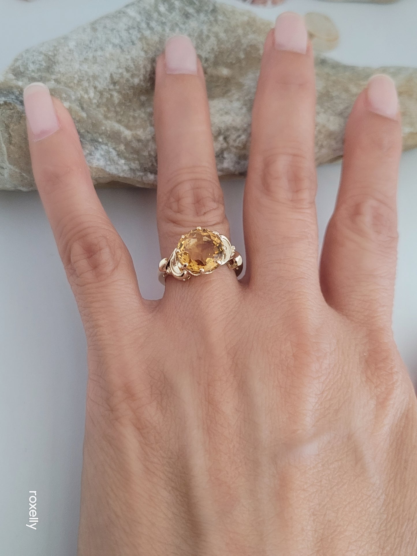 10k Size 6.25 Beautiful Solid Yellow Gold Citrine Gemstone Ring