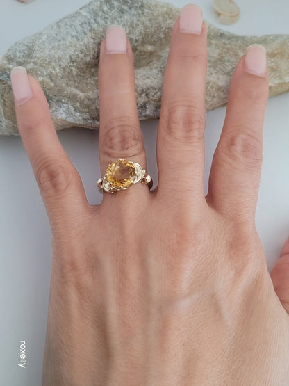 10k Size 6.25 Beautiful Solid Yellow Gold Citrine Gemstone Ring