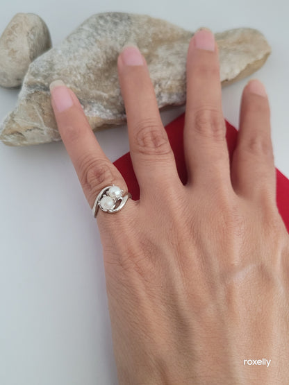 ❤️10k Size 3.25 Precious Solid White Gold Freshwater Pearls Petite Ring!