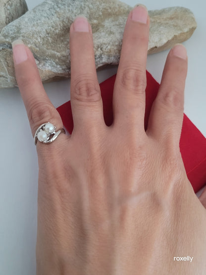 ❤️10k Size 3.25 Precious Solid White Gold Freshwater Pearls Petite Ring!