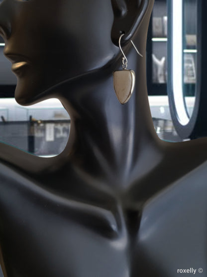 ❤️925 Precious Sterling Silver Triangle Shaped Howlite Drop Earrings!