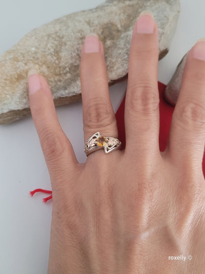❤️12k Solid Gold & Sterling Silver Ring Size 5 Citrine Black Hills Style!
