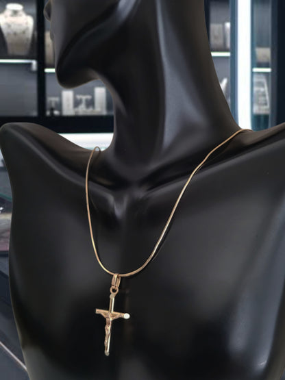 ❤️14k Small Solid Yellow Gold Crucifix Pendant!