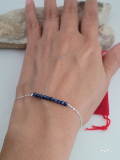 ♥️Sterling Silver Sodalite Beaded Anclet Or Bracelet, Beautiful Tobillera De Plata Esterlina