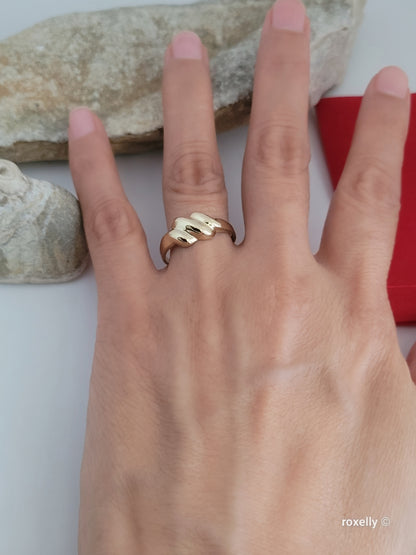 ❤️10k Size 8.25 Precious Solid Yellow Gold Grooved Puffy Band Ring!