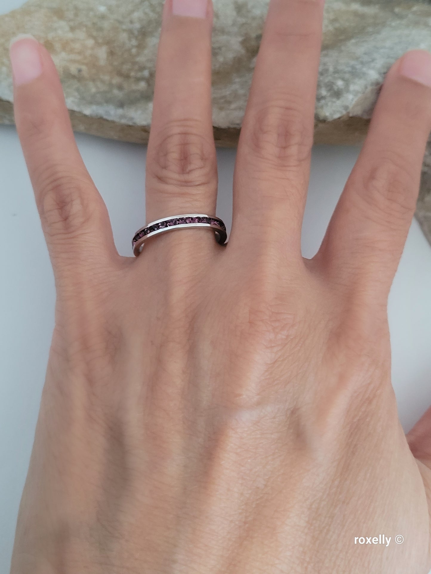 ♥️Size 8.75 Sterling Silver Swarovsky Crystal Garnet Ring!