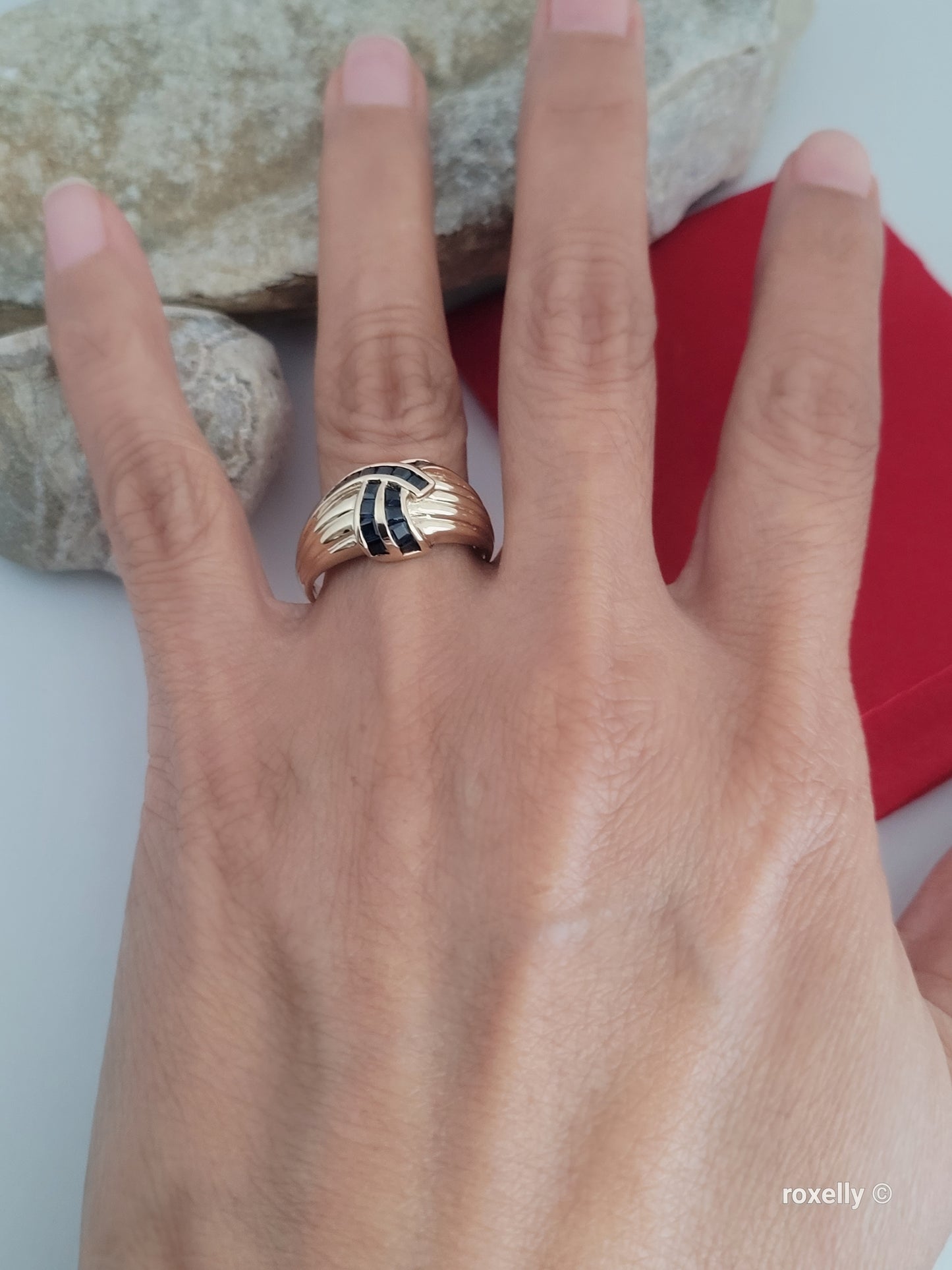 ❤️14k Size 9 Precious Solid Yellow Gold Sapphires Dome Design Ring!