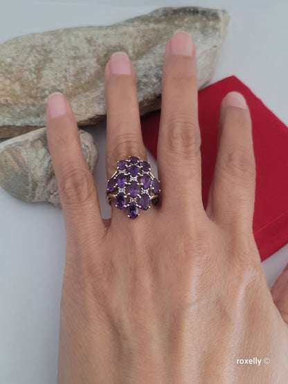 ❤️14k Size 6.75 Gorgeous Solid Yellow Gold Amethyst and Diamond Ring!