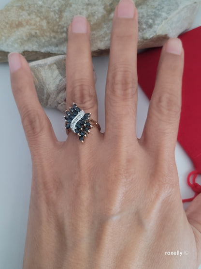 ❤️10k Size 5.75 Precious Solid Yellow Gold Sapphire and Diamond Ring!