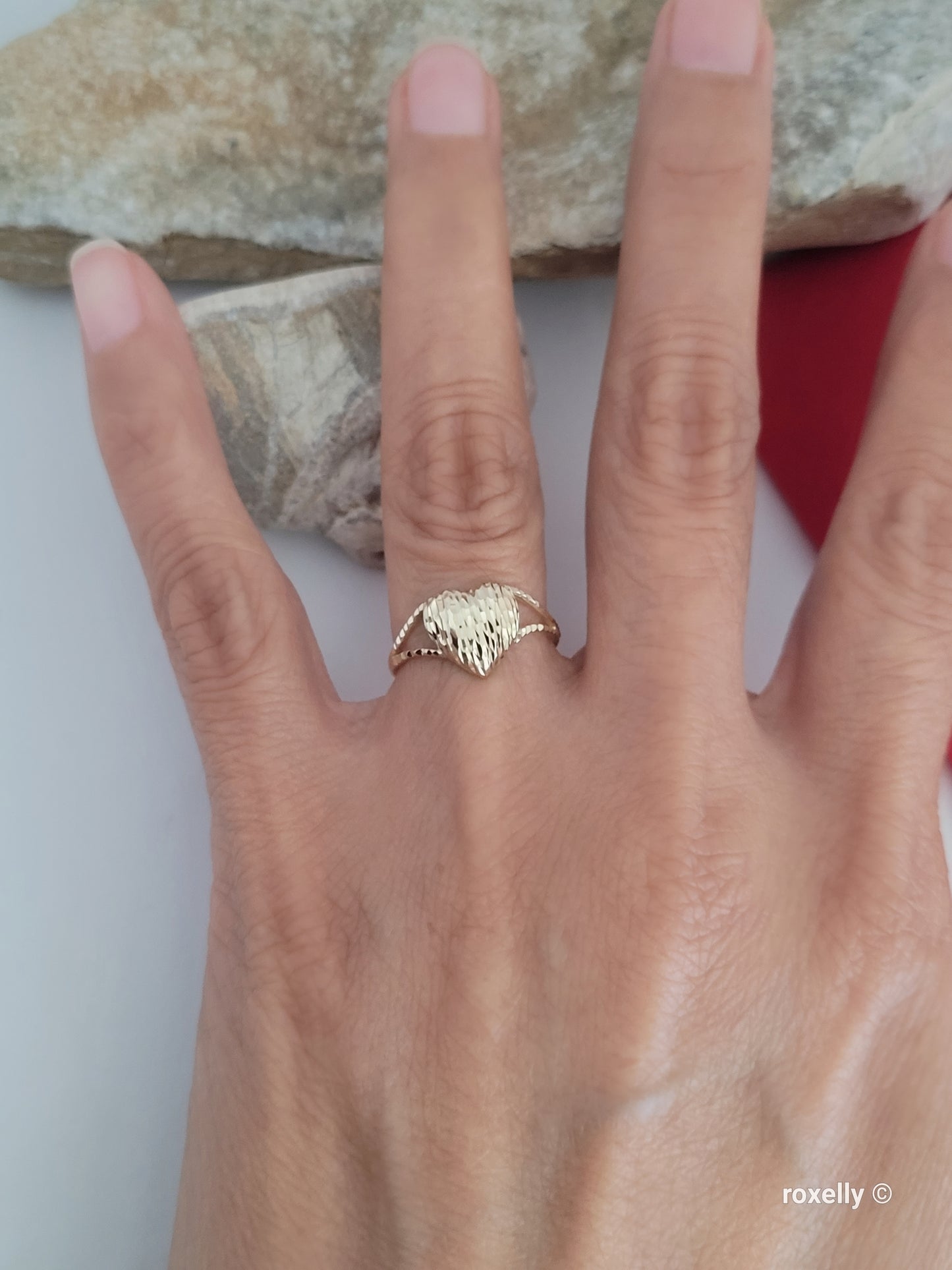 ❤️14k 10k Solid Yellow Gold Heart-Shaped Ring and Pendant Diamond Cut!