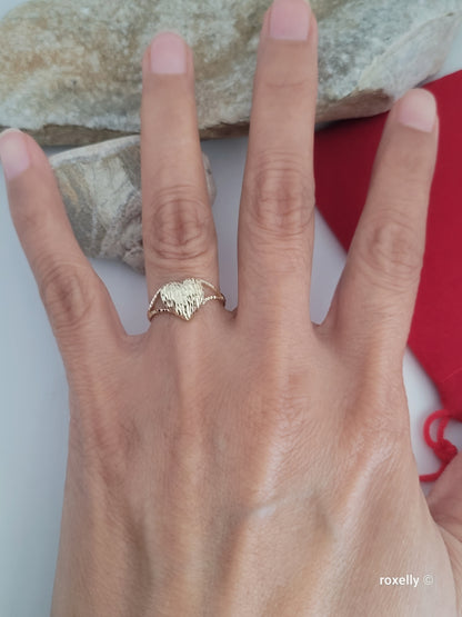 ❤️14k 10k Solid Yellow Gold Heart-Shaped Ring and Pendant Diamond Cut!