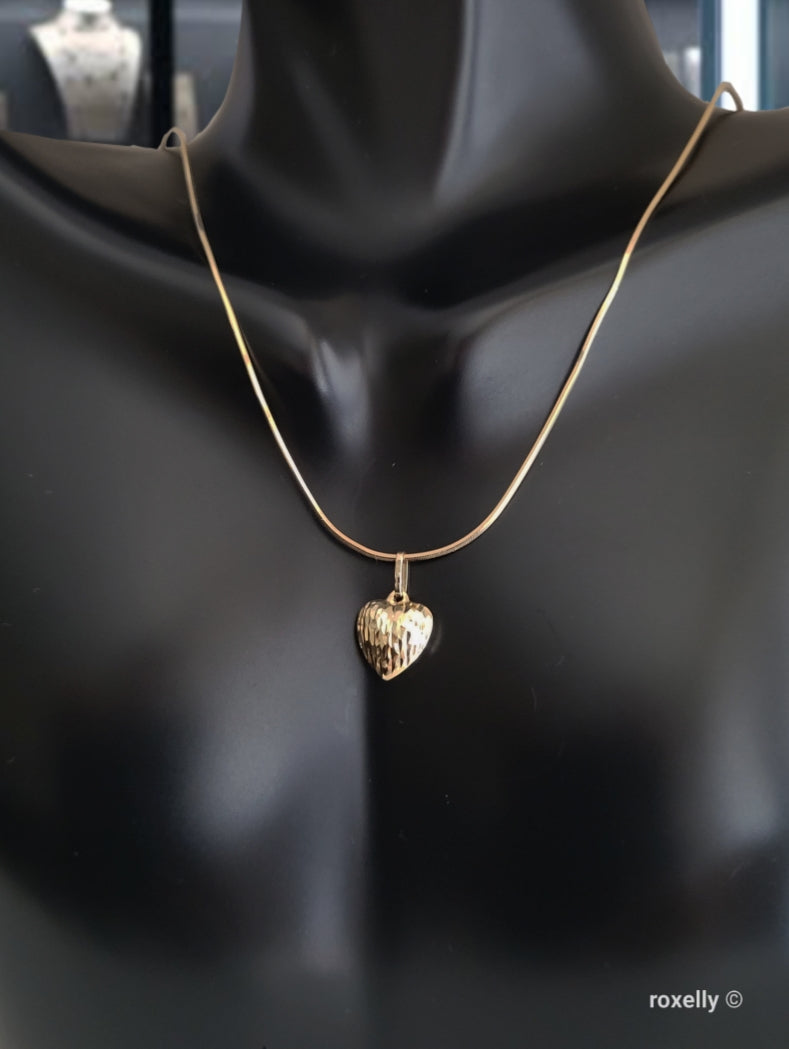 ❤️14k 10k Solid Yellow Gold Heart-Shaped Ring and Pendant Diamond Cut!