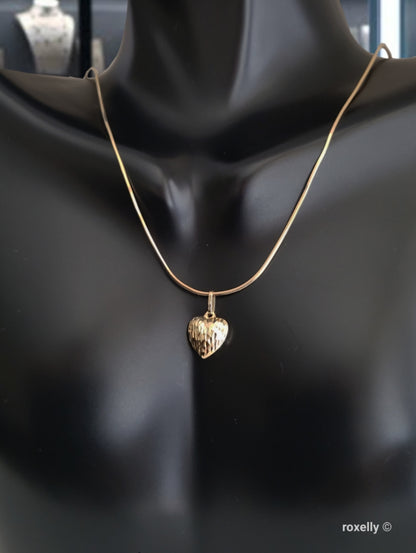 ❤️14k 10k Solid Yellow Gold Heart-Shaped Ring and Pendant Diamond Cut!