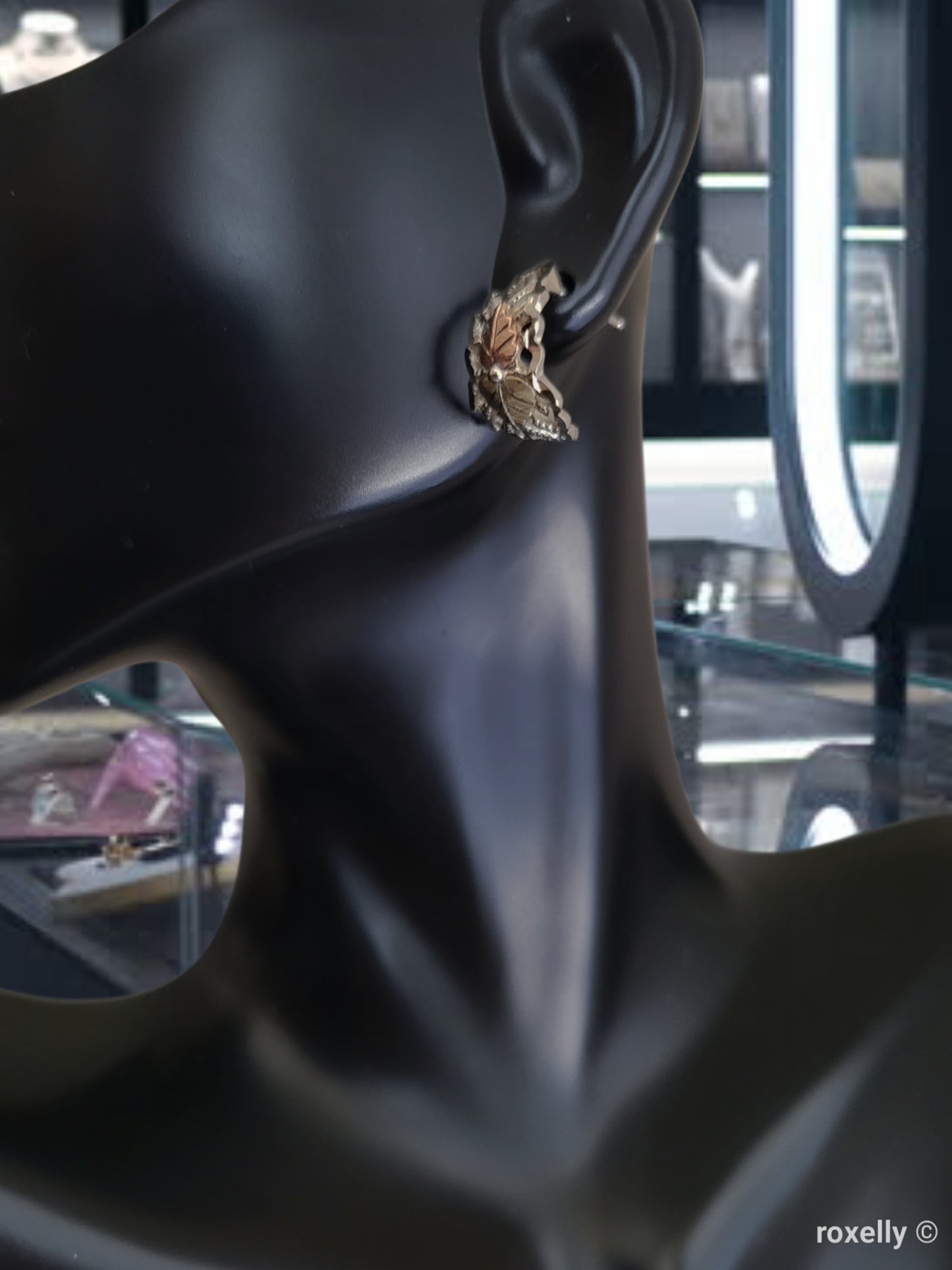 ❤️Sterling Silver and 10k Solid Gold Leaves-Shaped, Black Hills Earrings!