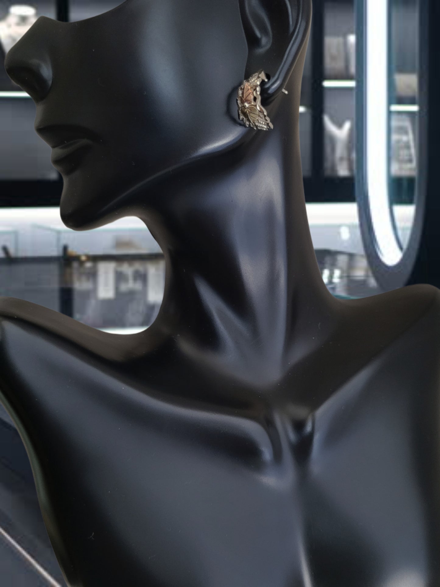 ❤️Sterling Silver and 10k Solid Gold Leaves-Shaped, Black Hills Earrings!